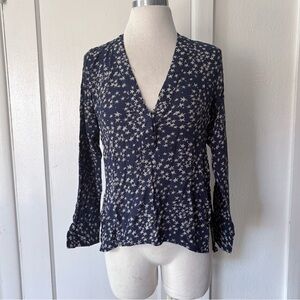 H&M L.O.G.G Women’s Star Print Long Sleeve Blouse ~ sz 2